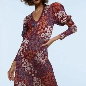 ワンピース Floral Jacquard Knitted Dress Floral Jacquard Knit Mock Neck Dress – Lela Rose